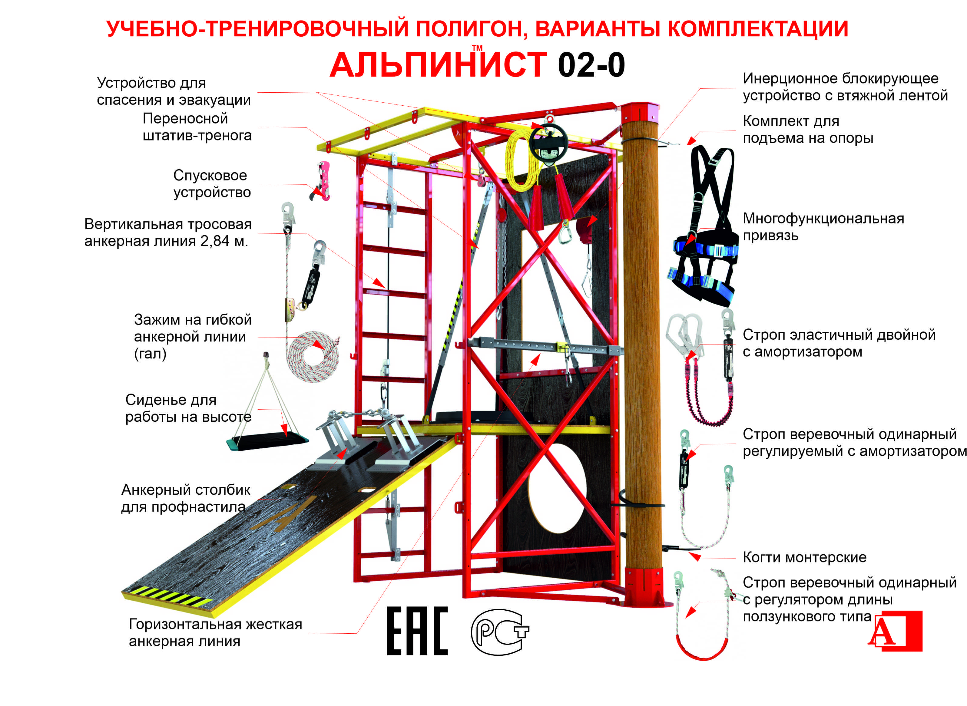 Практические занятия на тренажёре Альпинист-2-0 (2,7м + бревно) получение  практических навыков при работе на высоте. Комплекс для аудиторий учебных  центров. - АЛЬФА ГРУПП